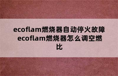 ecoflam燃烧器自动停火故障 ecoflam燃烧器怎么调空燃比